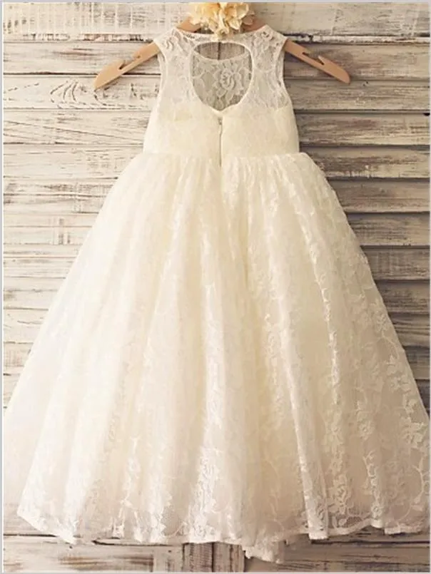 Lace Princess Sleeveless Flower Girl Dresses Floor Length Sweetheart Dress