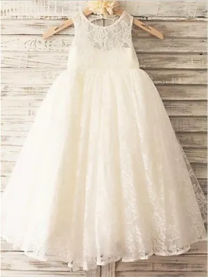 Lace Princess Sleeveless Flower Girl Dresses Floor Length Sweetheart Dress