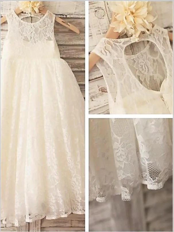 Lace Princess Sleeveless Flower Girl Dresses Floor Length Sweetheart Dress