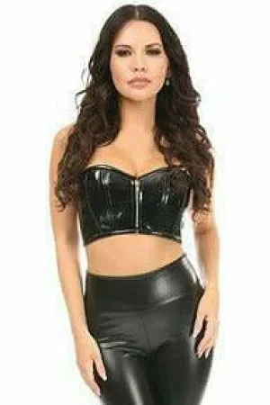 Lavish Black Patent Short Bustier Top