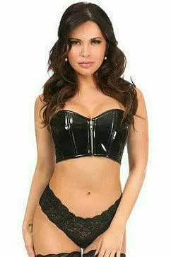 Lavish Black Patent Short Bustier Top