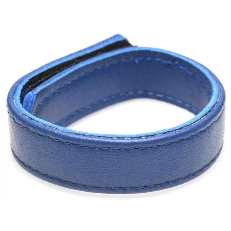 Leather and Velcro  Ring - Blue
