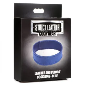 Leather and Velcro  Ring - Blue