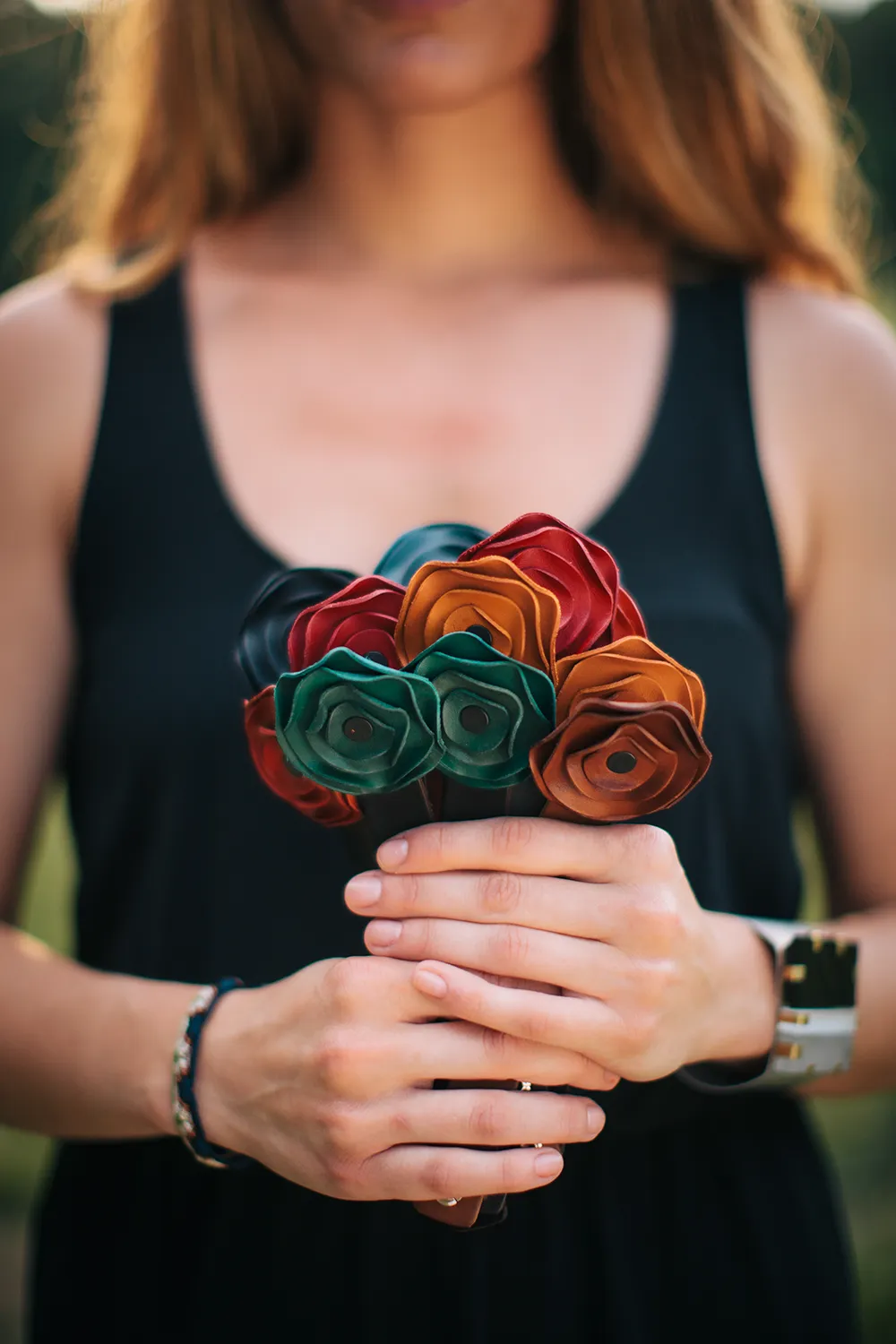 Leather Scarf Cuff - Carrot