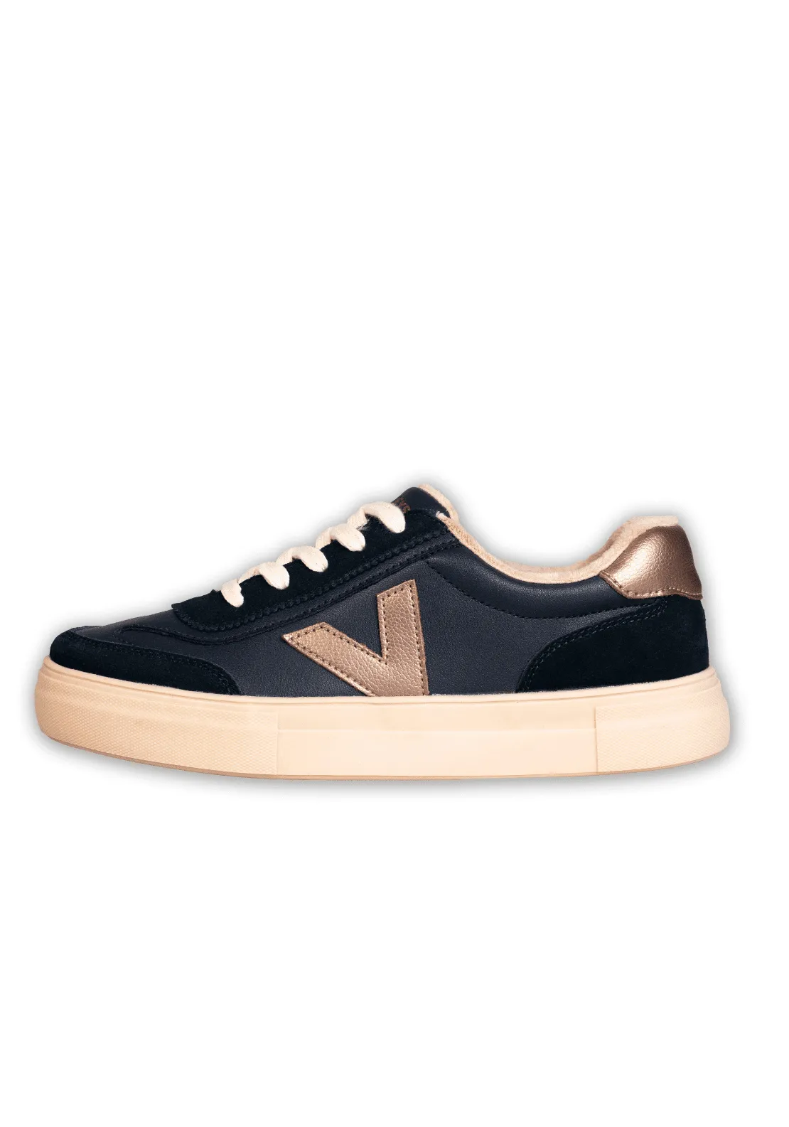 Leather Upper V Trainer - Navy W Metallic V