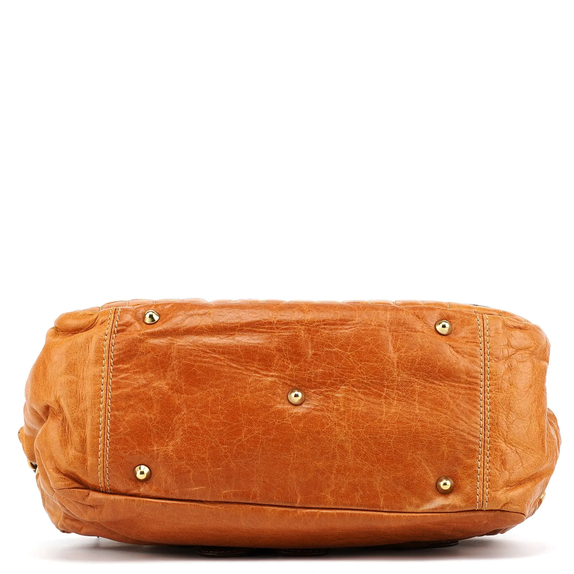 Light Brown Leather Bay Tote Bag