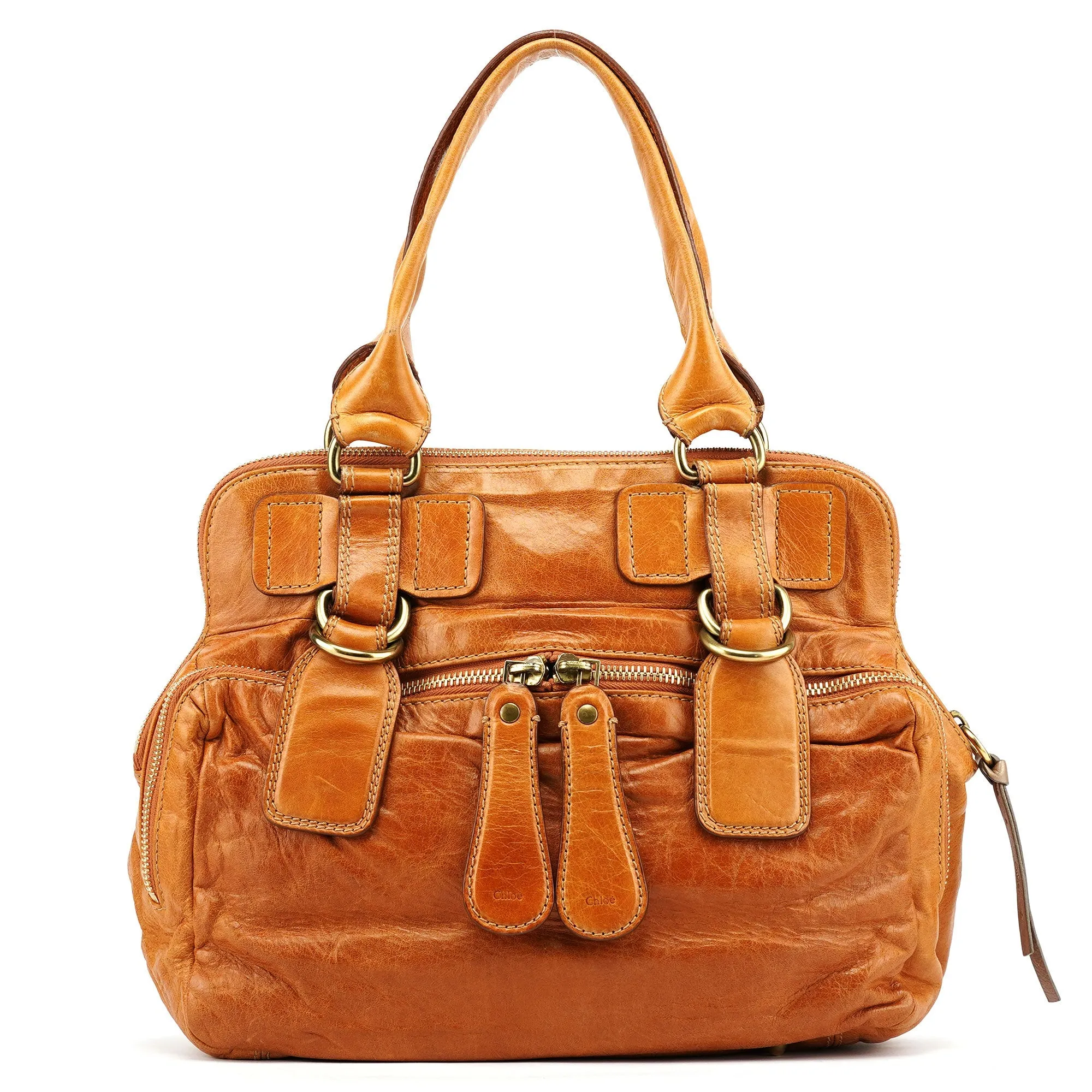 Light Brown Leather Bay Tote Bag