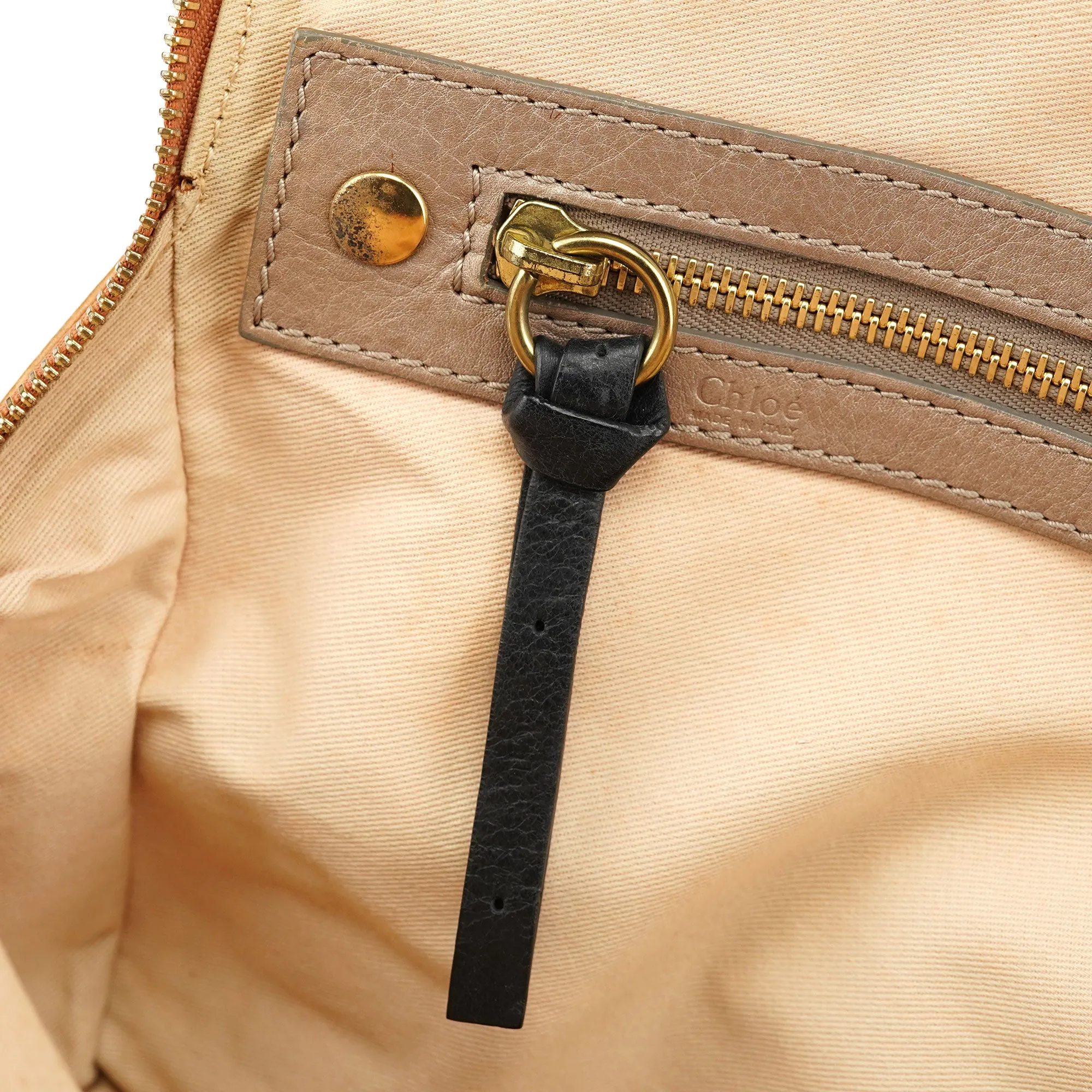 Light Brown Leather Bay Tote Bag