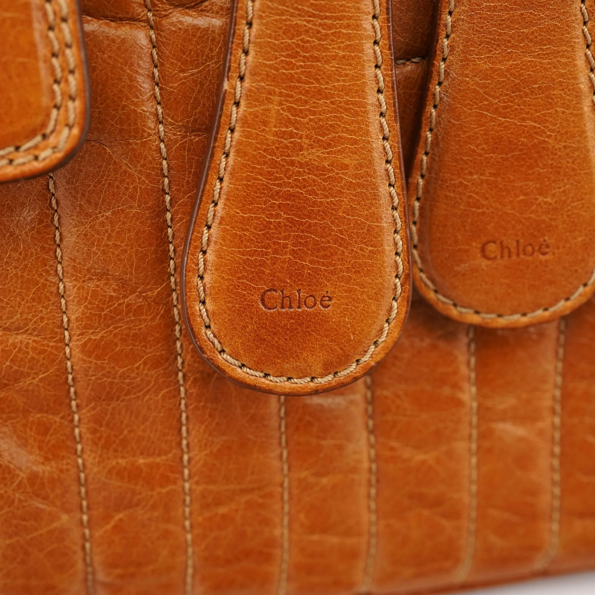 Light Brown Leather Bay Tote Bag