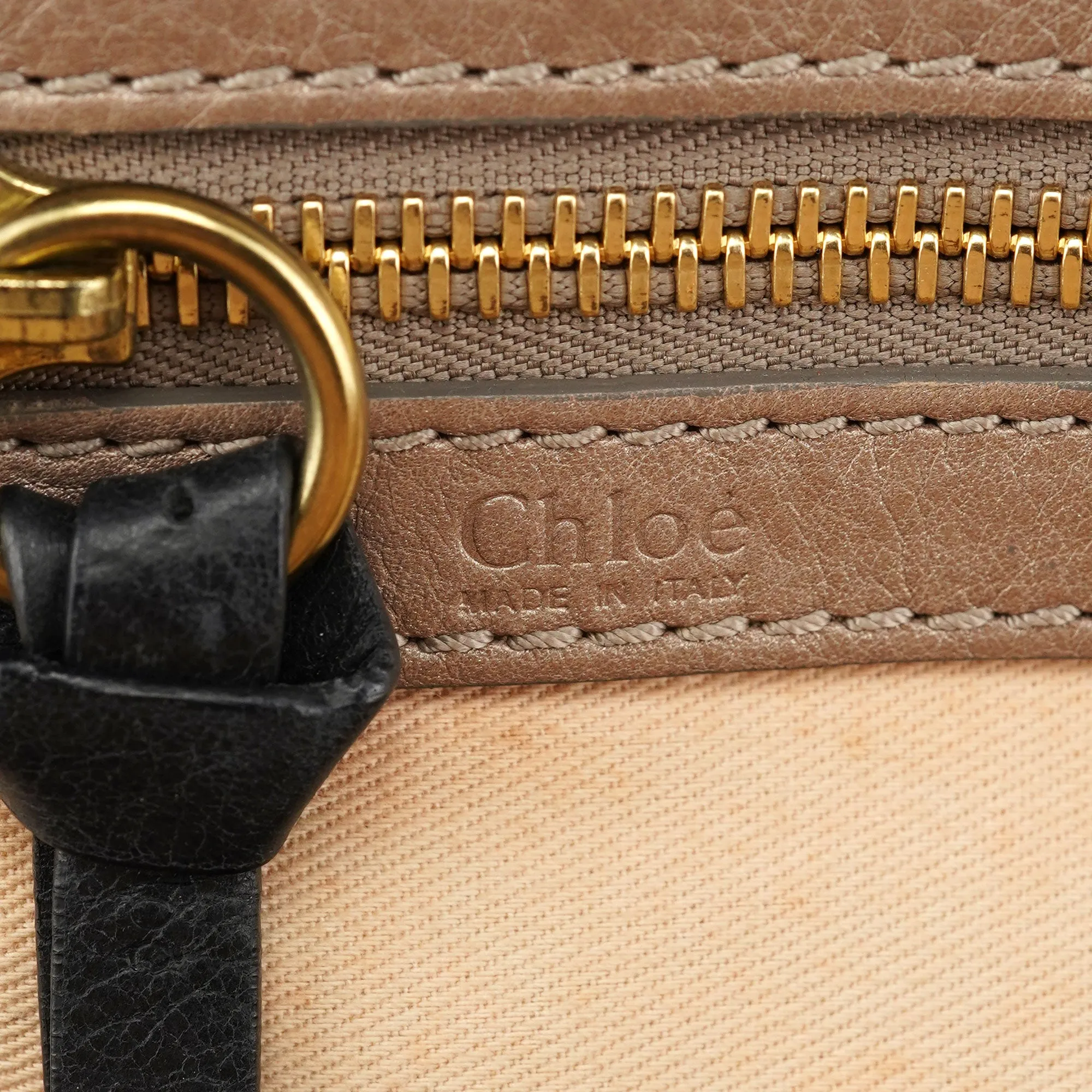 Light Brown Leather Bay Tote Bag