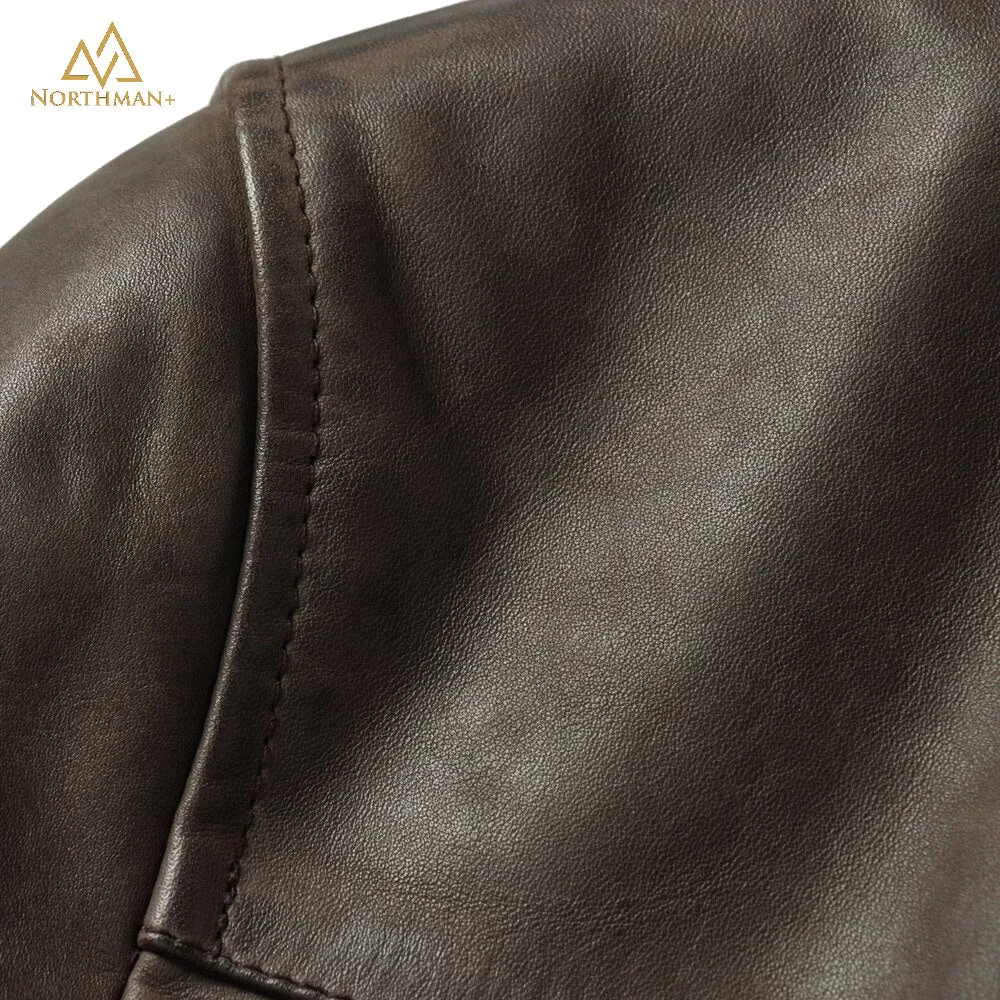 Lightning leather jacket in Olive by Northman 