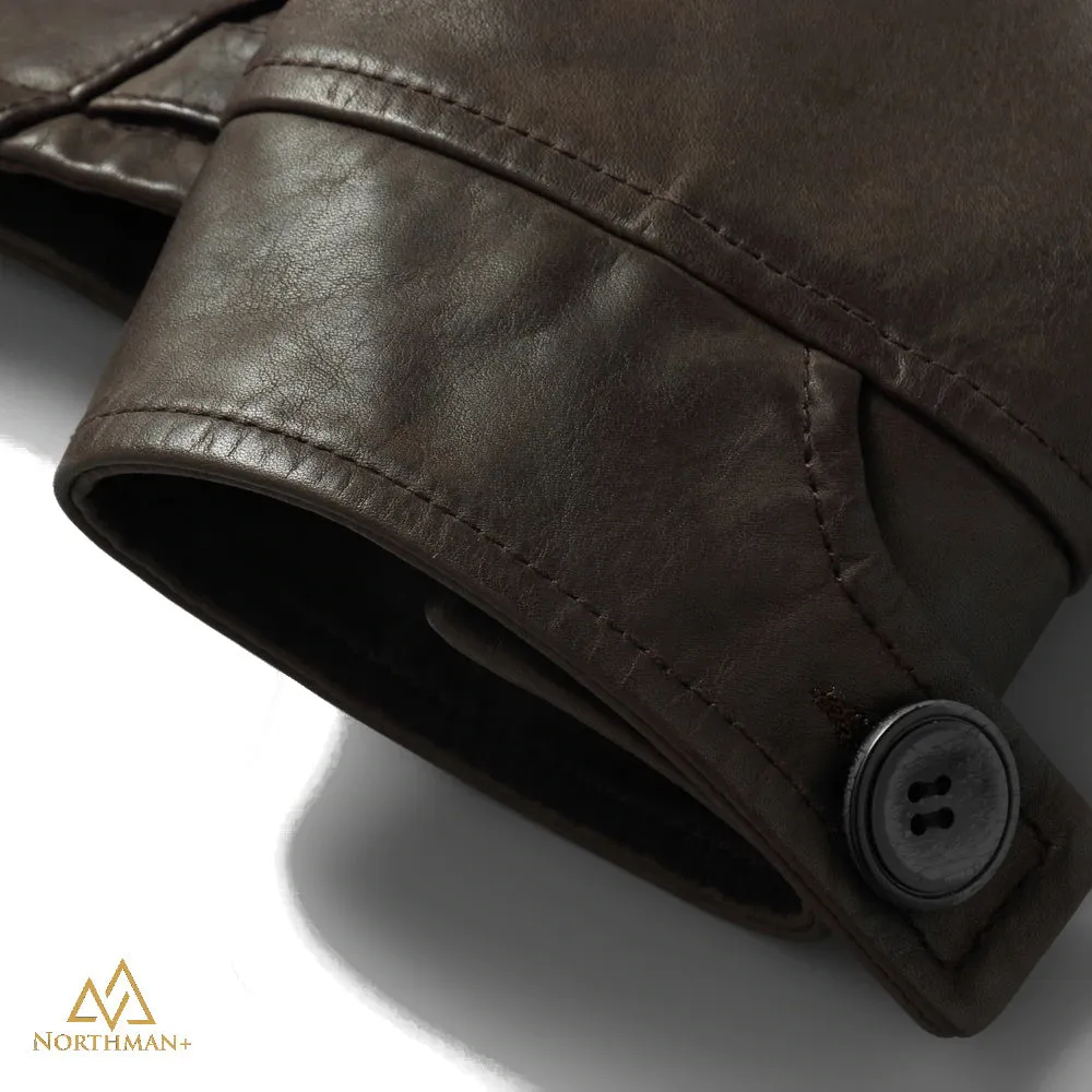 Lightning leather jacket in Olive by Northman 