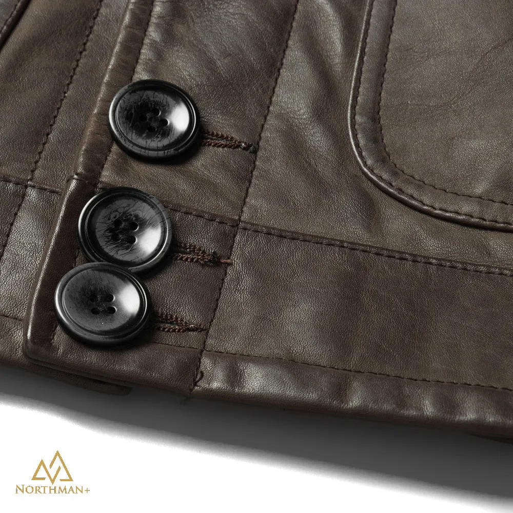 Lightning leather jacket in Olive by Northman 