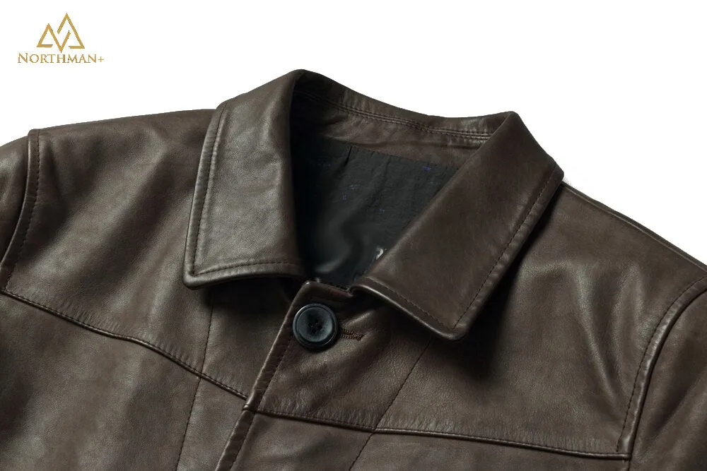 Lightning leather jacket in Olive by Northman 