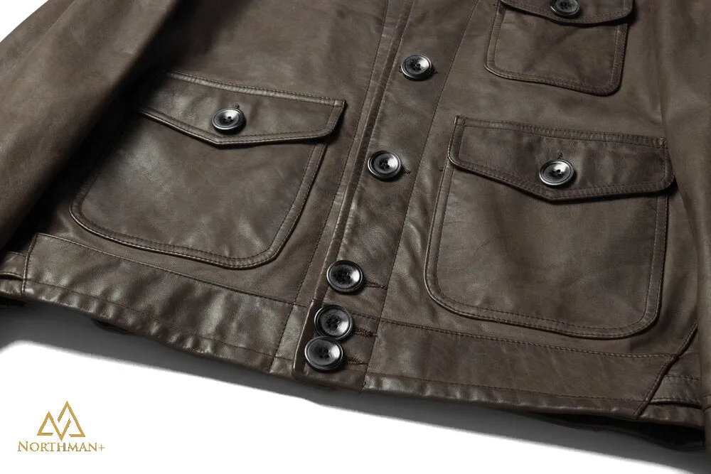 Lightning leather jacket in Olive by Northman 