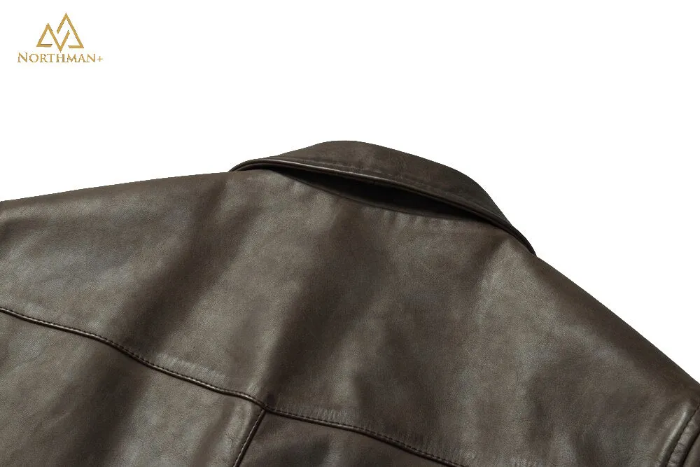 Lightning leather jacket in Olive by Northman 