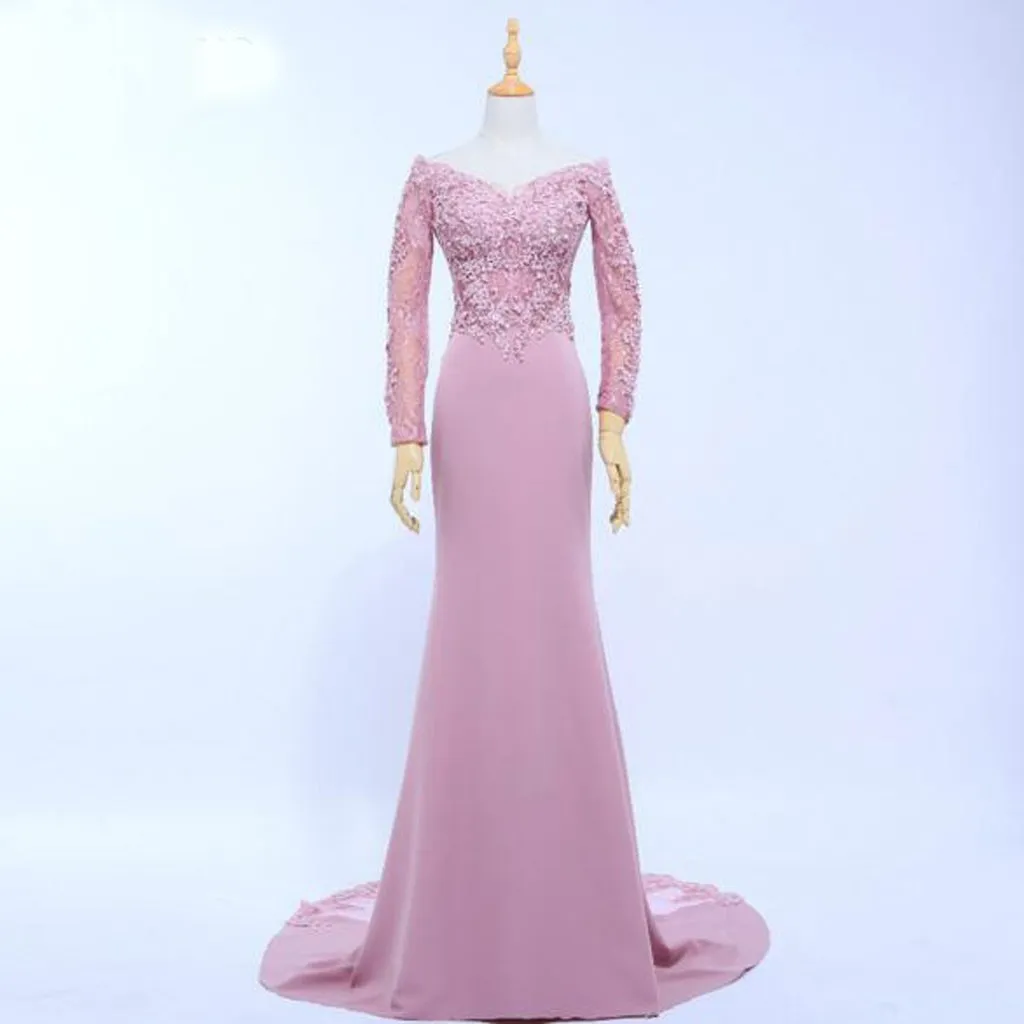Long Bridesmaid Dress, Tulle Bridesmaid Dress, Long Sleeve Bridesmaid Dress, Mermaid Dress for Wedding, V-Neck Bridesmaid Dress, Jersey Bridesmaid Dress, LB0369