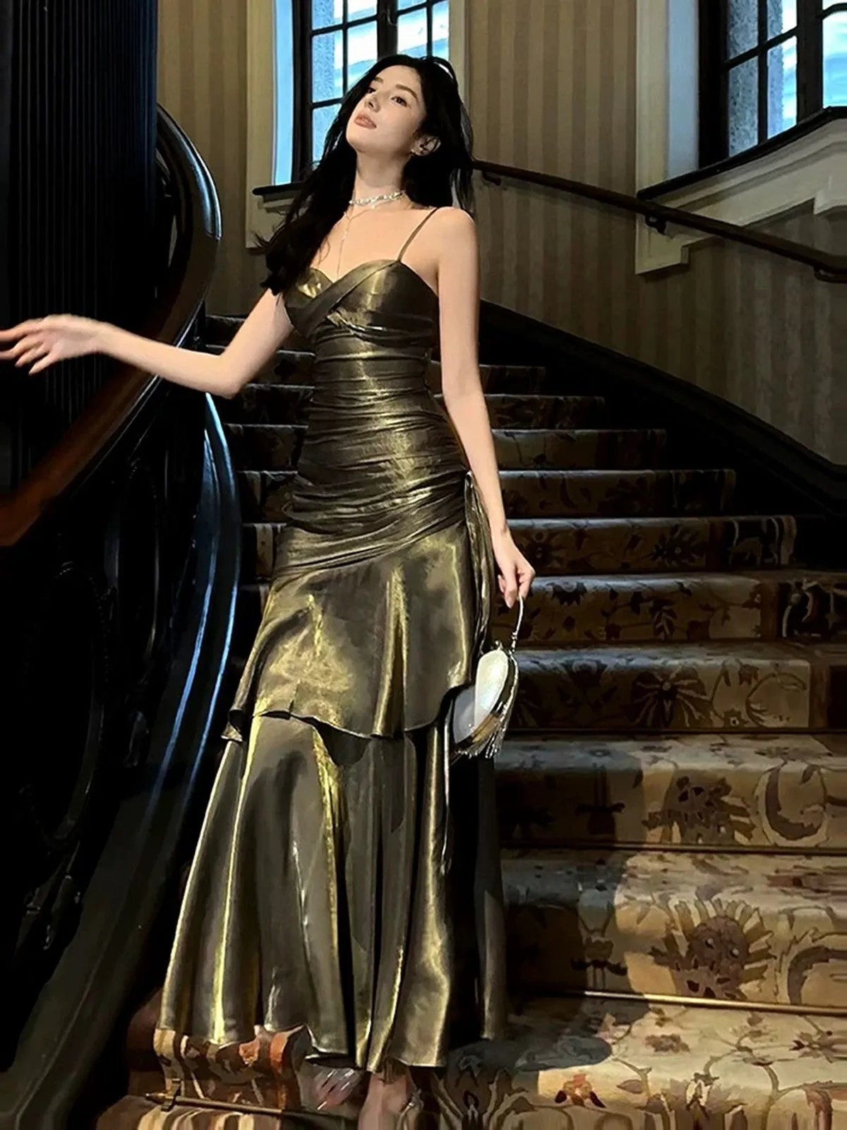 Lovely Sweetheart Straps Satin Party Dress, Sweethart Satin Mermaid Prom Dress