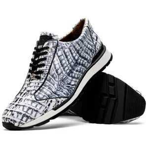 Marco Di Milano Alonzo Newspaper All Over Caiman Crocodile Sneakers