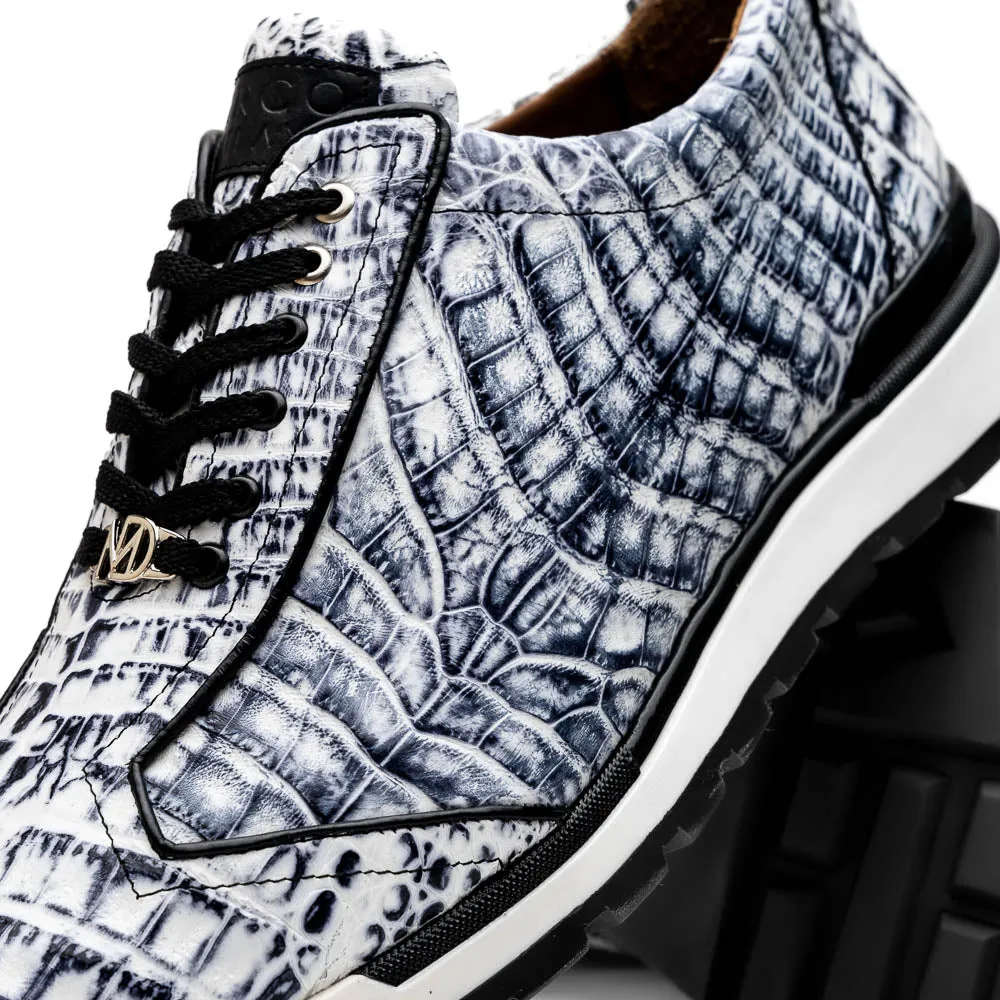Marco Di Milano Alonzo Newspaper All Over Caiman Crocodile Sneakers