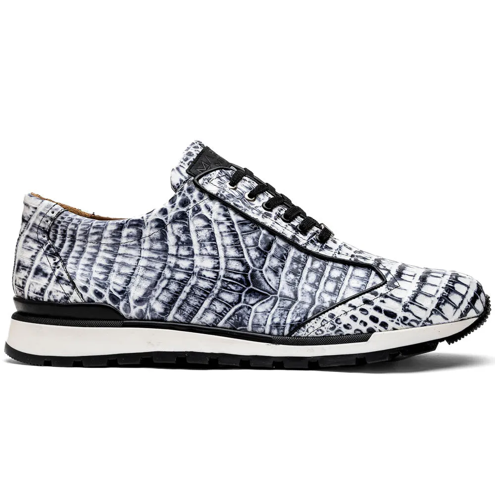 Marco Di Milano Alonzo Newspaper All Over Caiman Crocodile Sneakers