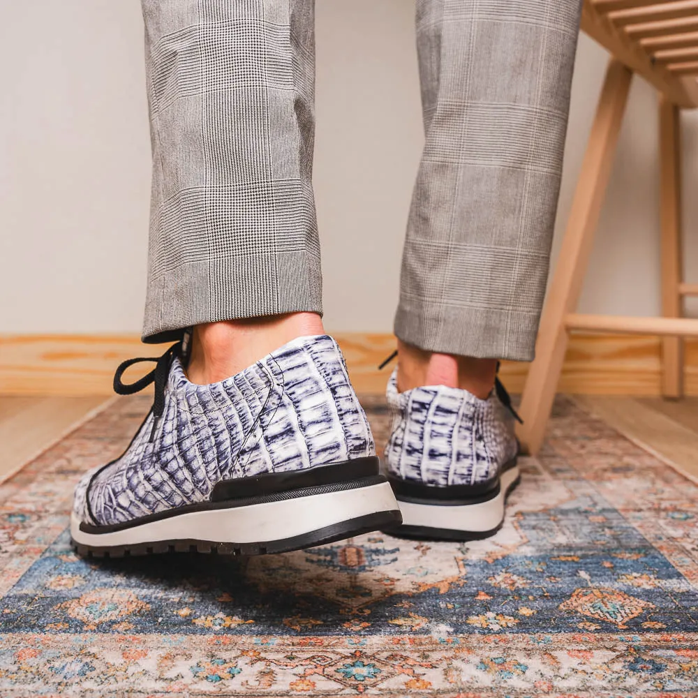 Marco Di Milano Alonzo Newspaper All Over Caiman Crocodile Sneakers