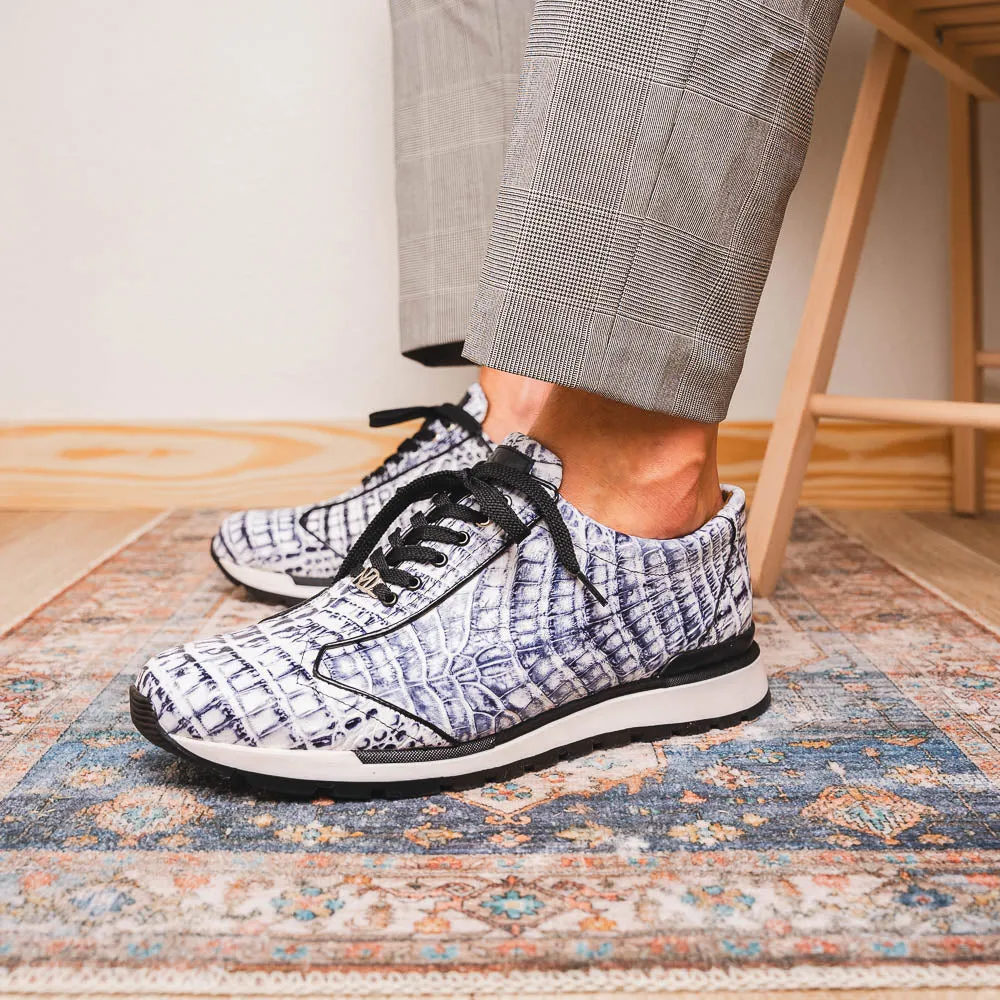 Marco Di Milano Alonzo Newspaper All Over Caiman Crocodile Sneakers