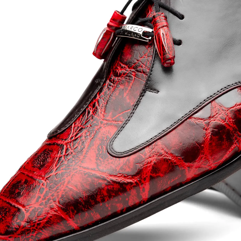 Marco Di Milano Anzio in Black Cherry Alligator & Calfskin Derby Dress Shoes