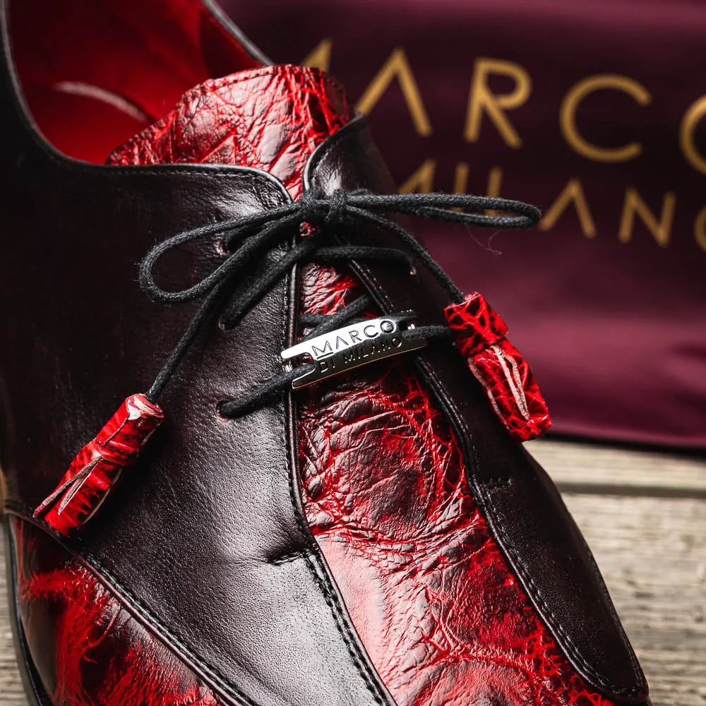 Marco Di Milano Anzio in Black Cherry Alligator & Calfskin Derby Dress Shoes