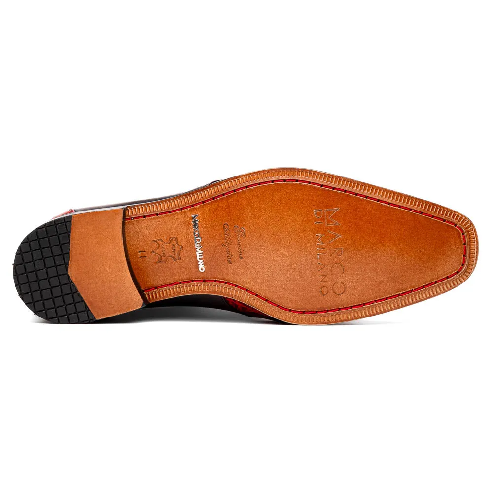Marco Di Milano Anzio in Black Cherry Alligator & Calfskin Derby Dress Shoes