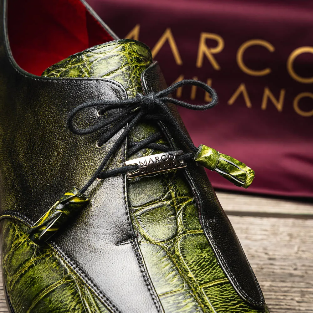 Marco Di Milano Anzio in Green Alligator & Calfskin Derby Dress Shoes