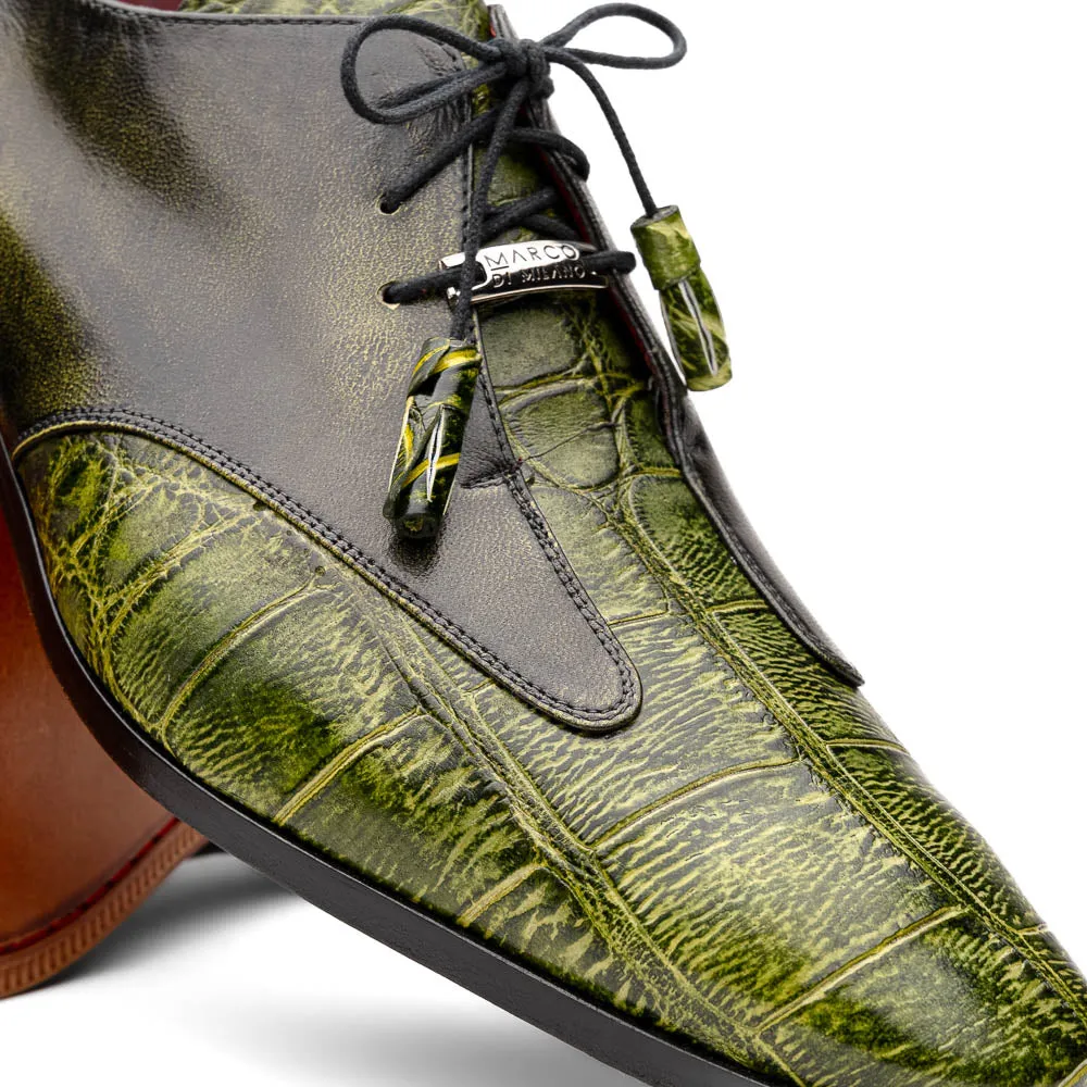 Marco Di Milano Anzio in Green Alligator & Calfskin Derby Dress Shoes