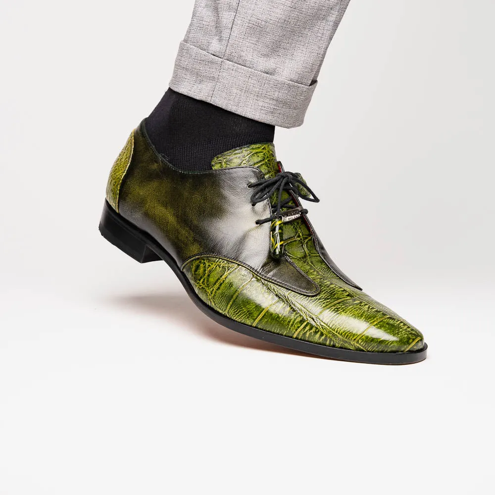 Marco Di Milano Anzio in Green Alligator & Calfskin Derby Dress Shoes