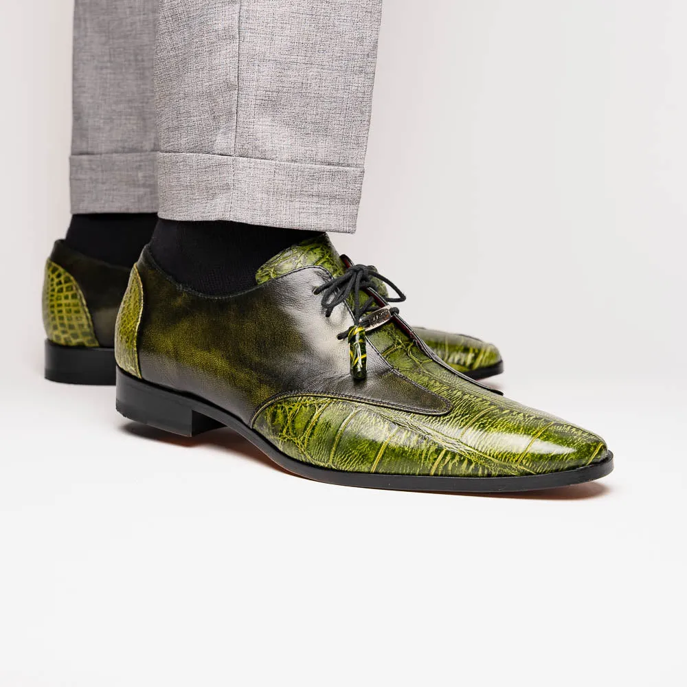 Marco Di Milano Anzio in Green Alligator & Calfskin Derby Dress Shoes