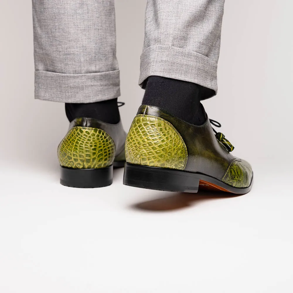 Marco Di Milano Anzio in Green Alligator & Calfskin Derby Dress Shoes
