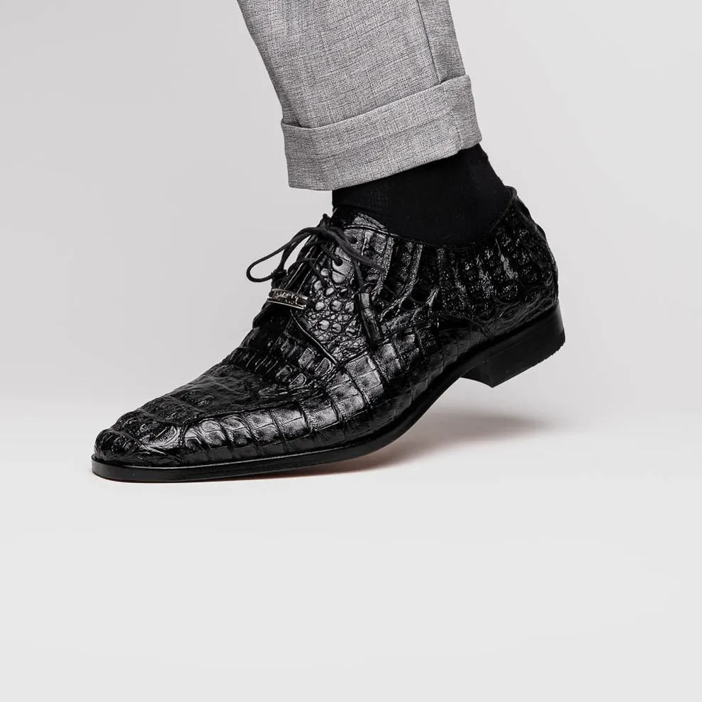 Marco Di Milano Apricena Black Caiman Crocodile Dress Shoes