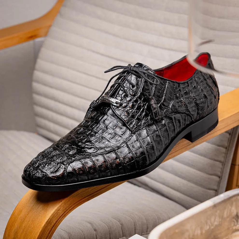 Marco Di Milano Apricena Black Caiman Crocodile Dress Shoes