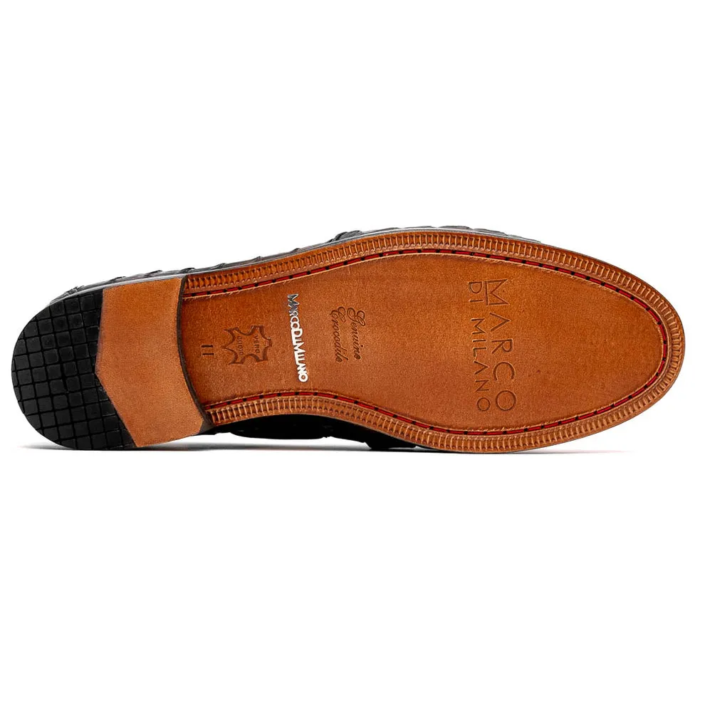 Marco Di Milano Apricena Black Caiman Crocodile Dress Shoes