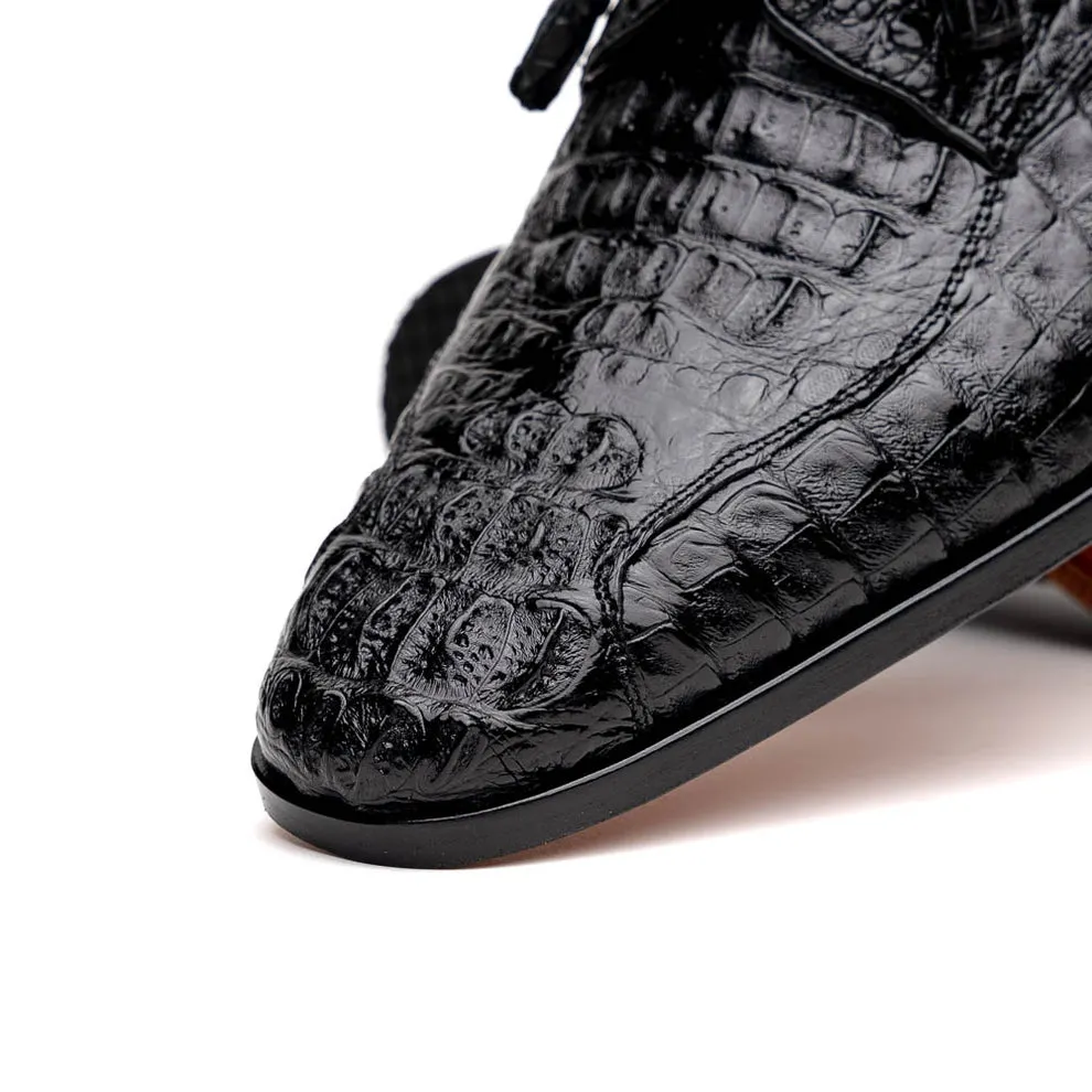 Marco Di Milano Apricena Black Caiman Crocodile Dress Shoes