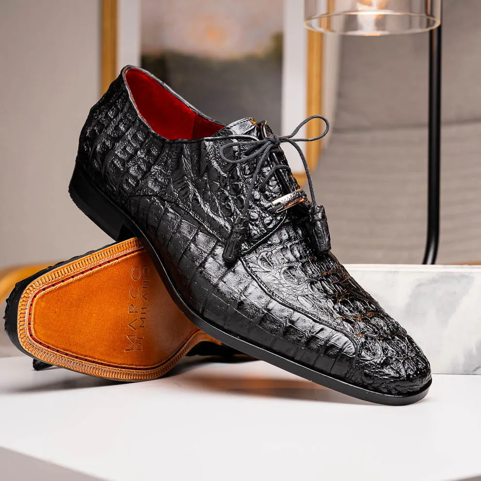 Marco Di Milano Apricena Black Caiman Crocodile Dress Shoes