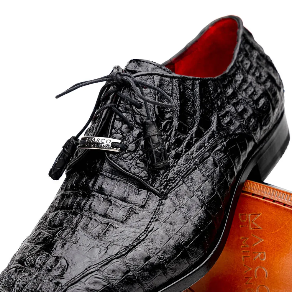 Marco Di Milano Apricena Black Caiman Crocodile Dress Shoes
