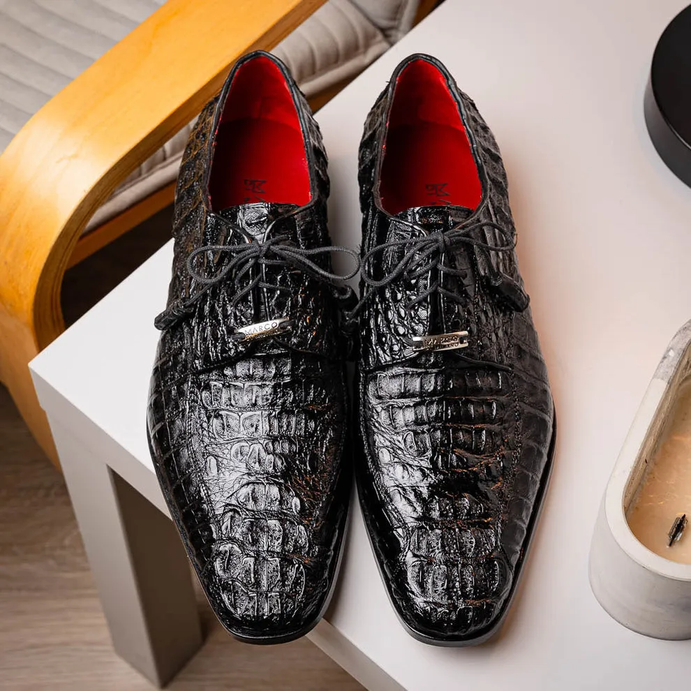Marco Di Milano Apricena Black Caiman Crocodile Dress Shoes