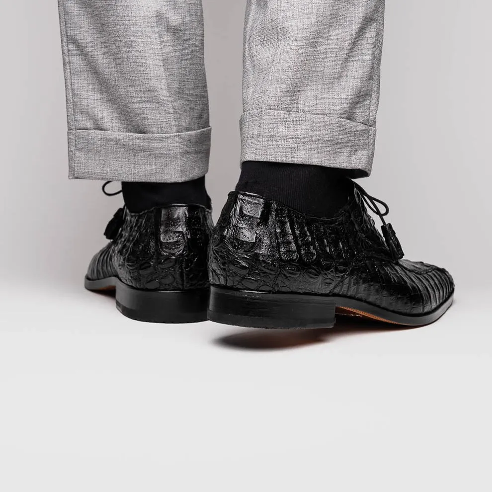 Marco Di Milano Apricena Black Caiman Crocodile Dress Shoes