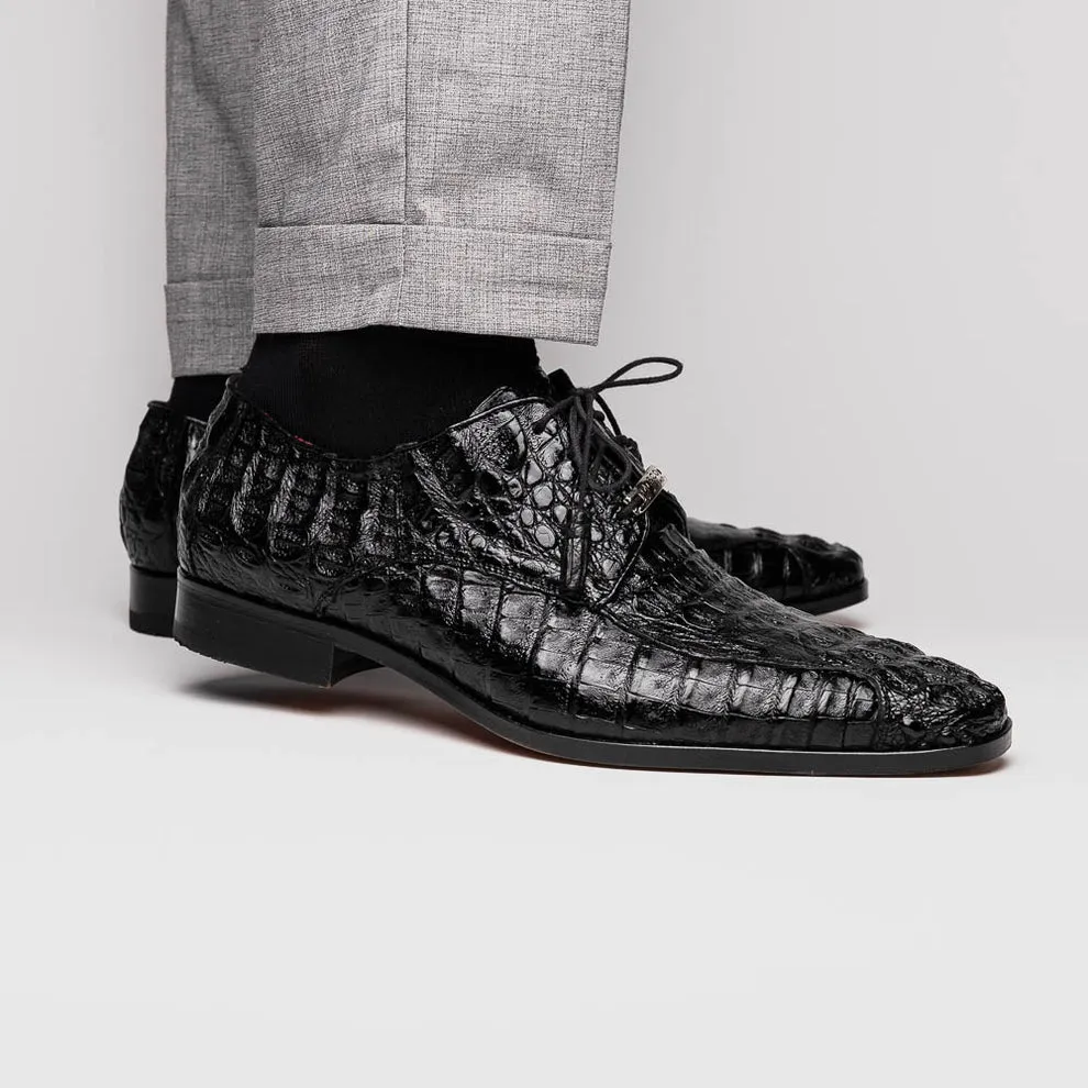 Marco Di Milano Apricena Black Caiman Crocodile Dress Shoes