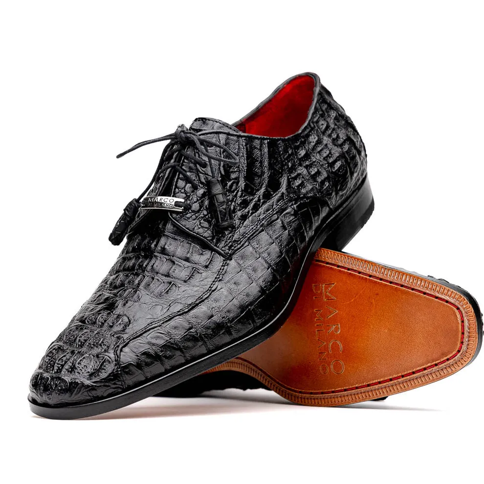 Marco Di Milano Apricena Black Caiman Crocodile Dress Shoes
