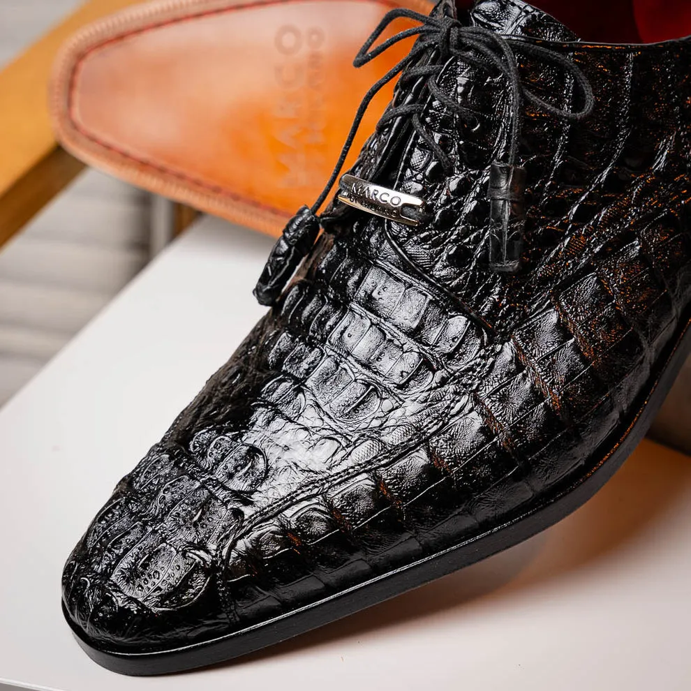 Marco Di Milano Apricena Black Caiman Crocodile Dress Shoes