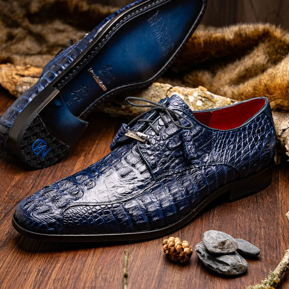 Marco Di Milano Apricena in Midnight Caiman Crocodile Derby Dress Shoes