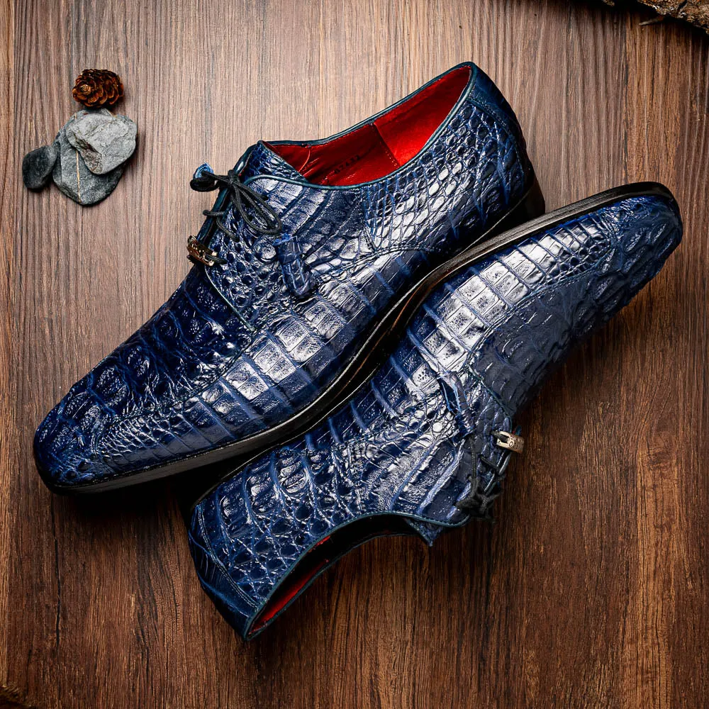 Marco Di Milano Apricena in Midnight Caiman Crocodile Derby Dress Shoes