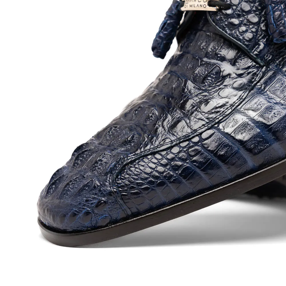 Marco Di Milano Apricena in Midnight Caiman Crocodile Derby Dress Shoes