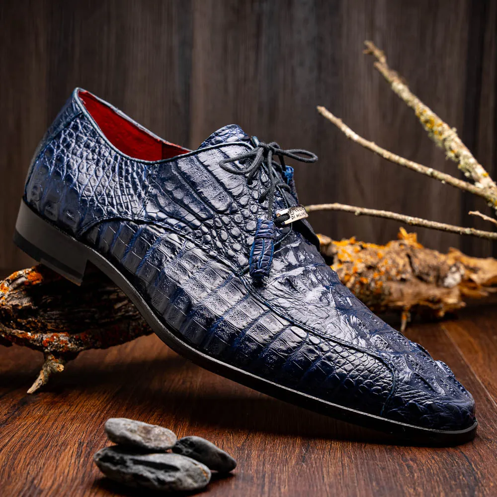 Marco Di Milano Apricena in Midnight Caiman Crocodile Derby Dress Shoes